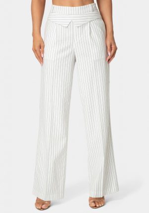 Tailored Pinstripe Straight Wide Leg Pant